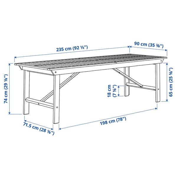 Illustration with measurements for the product: BONDHOLMEN.