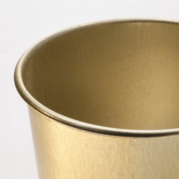 Golden potted plant, smooth texture, sturdy design.