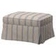 EKTORP striped ottoman in beige/black for comfortable footrest and storage with a classic striped design.