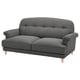 Elegant grey ESSEBODA sofa with buttoned back, rolled arms, soft fabric, and wooden legs.