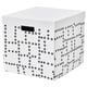 FJÄDERHARV Storage box with lid, white/dotted, 32x35x31 cm