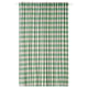 Green and white striped curtain with black stripes hangs straight, made of cotton.