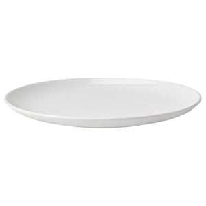 Round, white ceramic plate with smooth edge; simple, classic design.