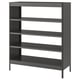 An IDÅSEN metal shelving unit in dark grey. It has four adjustable shelves and a sturdy rectangular frame. Perfect for office or home storage.