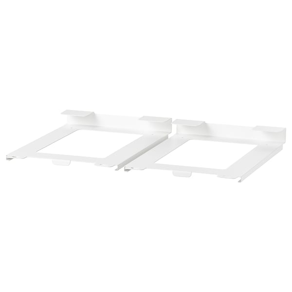 Two white plastic container holders side by side, designed by IKEA, rectangular shape with multiple grip edges.