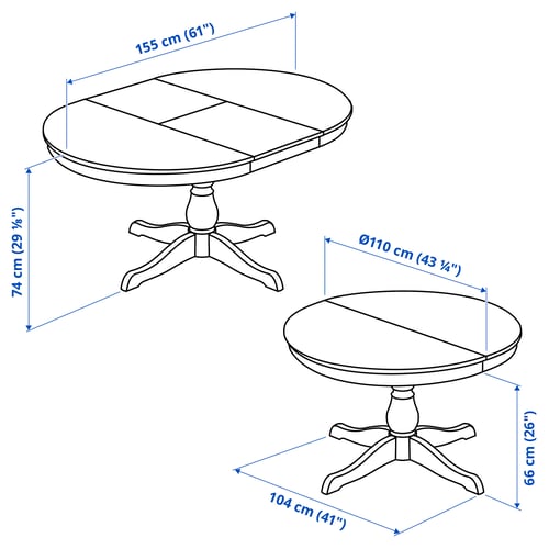 Illustration with measurements for the product: INGATORP.