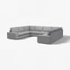 Modern u-shaped KIVIK sectional sofa in grey with low armrests, designed for comfort and relaxation.