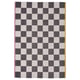 KLASSRUM rug: black & white checkerboard, pink & yellow sides, rectangular, flat-woven cotton & polypropylene.