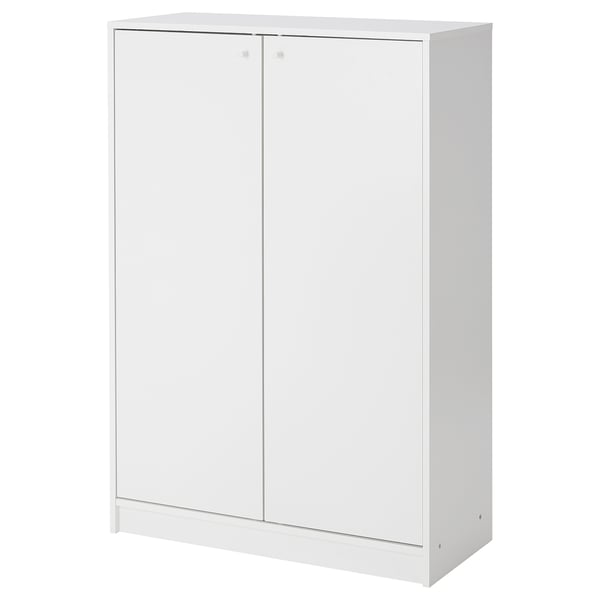 White KLEPPSTAD shoe cabinet, modern 2-door design for storage.