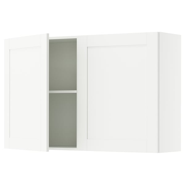 White KNOXHULT kitchen cabinet with glass doors & adjustable shelf