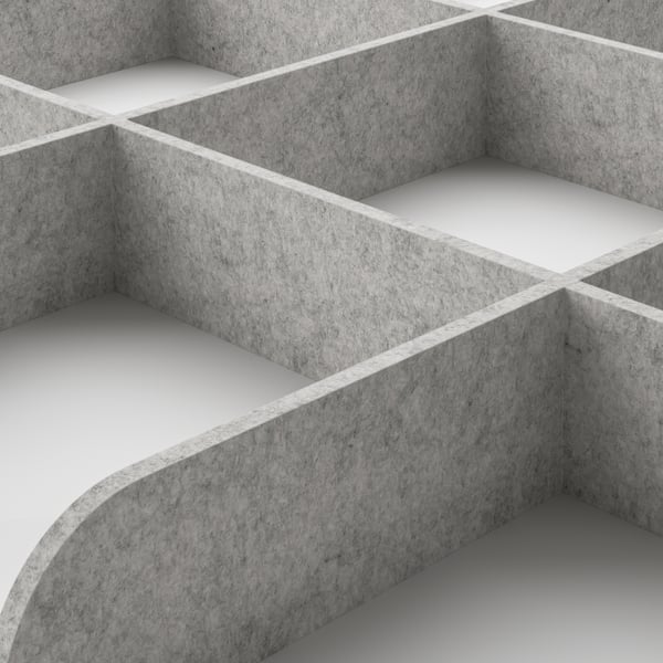 Modern storage shelves in grey, made of quality materials. Shows durable, organised compartments for various items.