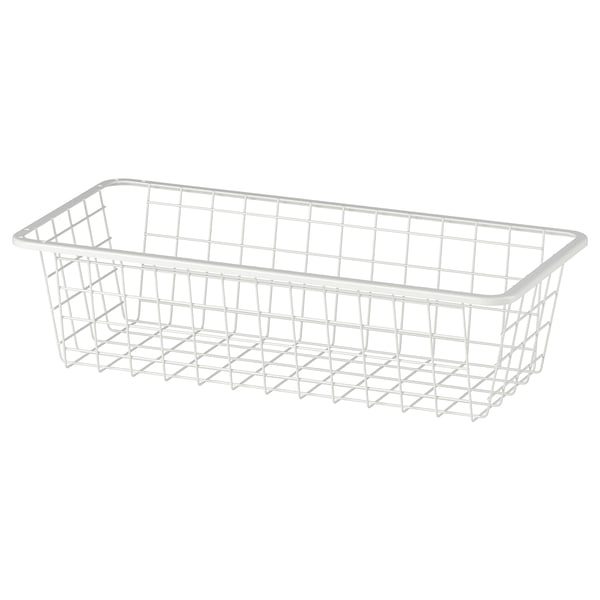 KONSTRUERA wire basket, white, rectangular, mesh design, for organising clothes.