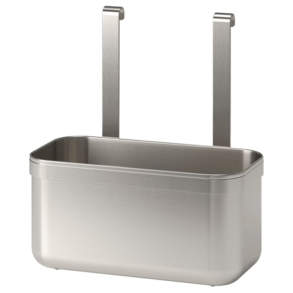 KUNGSFORS stainless steel hanging organiser, rectangular shape, two hooks for wall mounting, sleek modern design.
