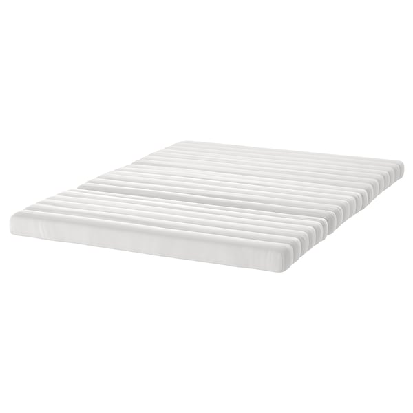 Displays a white lycksele sofa-bed mattress with a quilted design, made of cotton and polyester, rectangular shape.