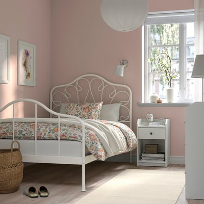 MELLGRUND Bed frame, off-white, 140x200 cm