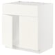 White METOD kitchen cabinet with vallstena fronts, square, and flat design.