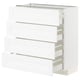A white metzod kitchen unit, featuring multiple drawers with a classic design for storage.
