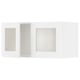 White METOD kitchen unit with glass doors, showing door and hinge details.