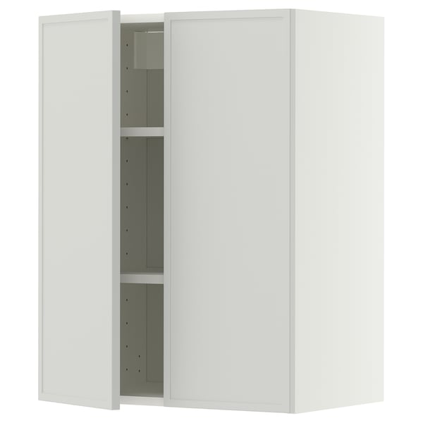 METOD Wall cabinet with shelves/2 doors, white/Aspudden light grey, 60x80 cm