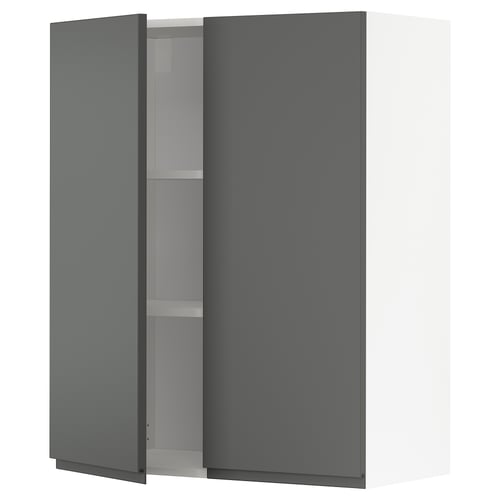 METOD kitchen cabinet, dark grey, modern design with integrated handles, sturdy frame, and adjustable shelves.