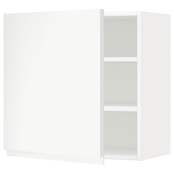Modern white METOD kitchen cabinet with minimalist design, featuring one adjustable shelf and clean lines.