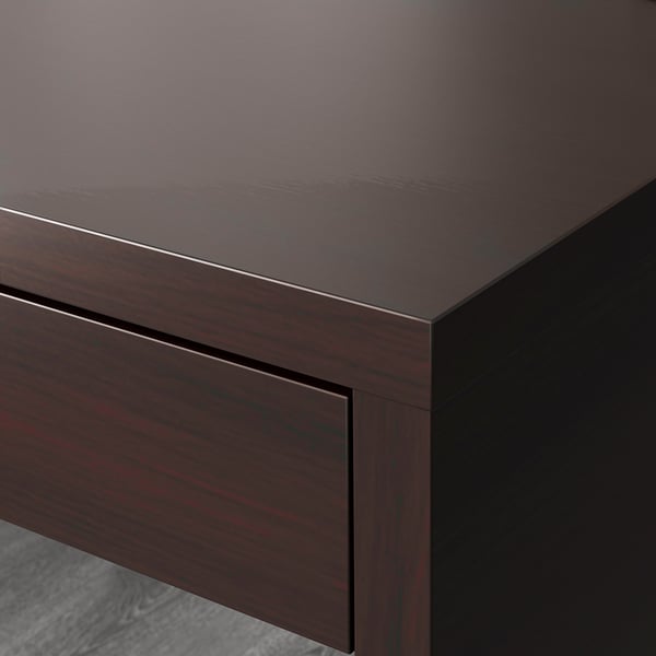 MICKE Desk, black-brown, 142x50 cm