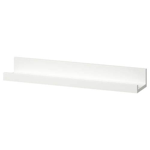 White MOSSLANDA wall shelf, rectangular shape, simple design, made from fiberboard with paper foil.
