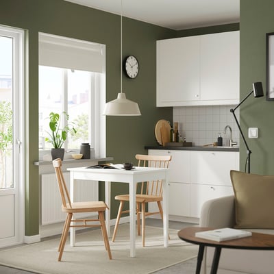 NÄSINGE / HÖGVED Table and 2 chairs, white/birch veneer, 80x60 cm
