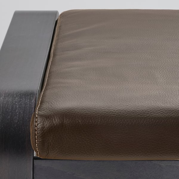 POÄNG Footstool, black-brown/Glose dark brown