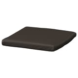 Black square POÄNG footstool cushion. Soft leather, rectangular shape.