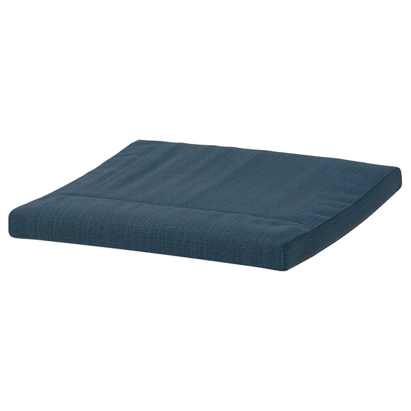 POÄNG footstool cushion, blue, rectangular, with a patterned fabric design.