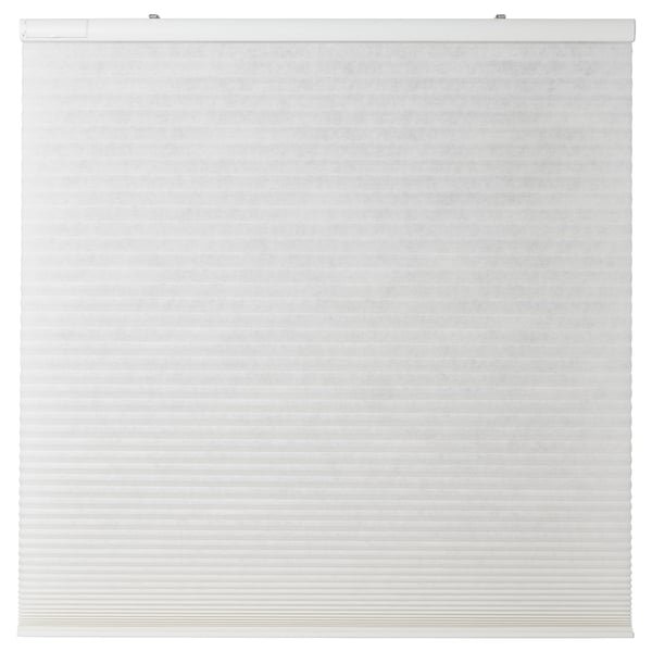 PRAKTLYSING white cellular blind, cordless, philtres light, smart control-ready.