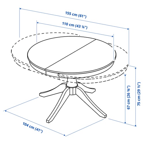 ROSENTORP / ROSENTORP Table and 4 chairs, white/white, 110/155 cm