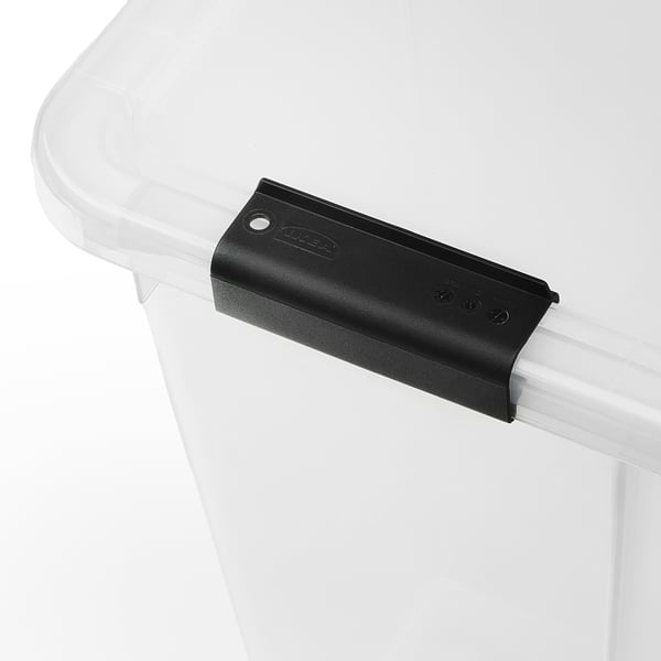 SAMLA Box with lid/clip lock, transparent/black, 79x57x43 cm/130 l