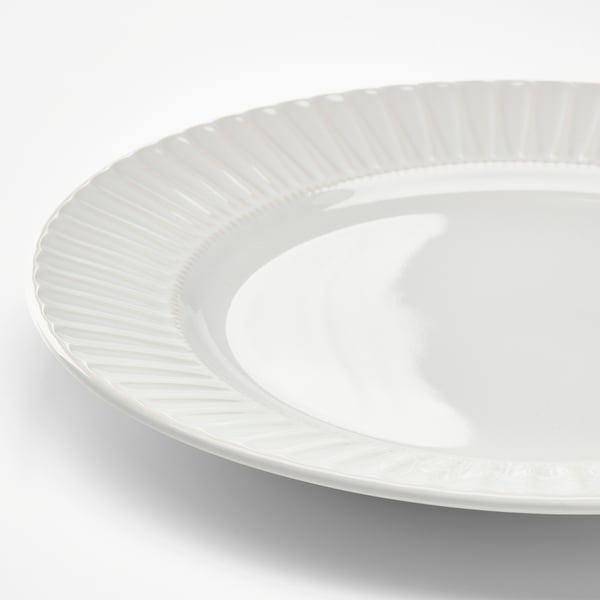 White dish, vertical grooves.