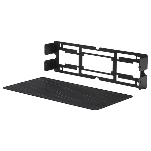 SYMFONISK wall bracket, black, steel & silicone, rectangular, minimalist design.