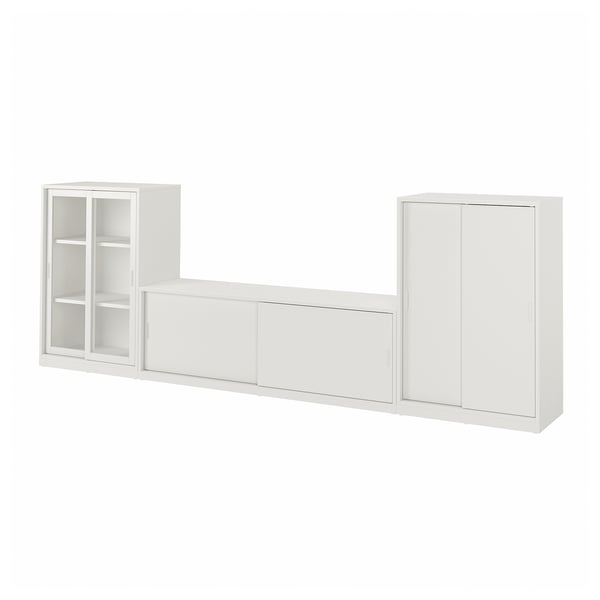 TONSTAD off-white modular tv unit with sliding doors and shelf cabinet.