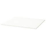 TROTTEN white rectangular table top with smooth melamine surface and plastic edging.