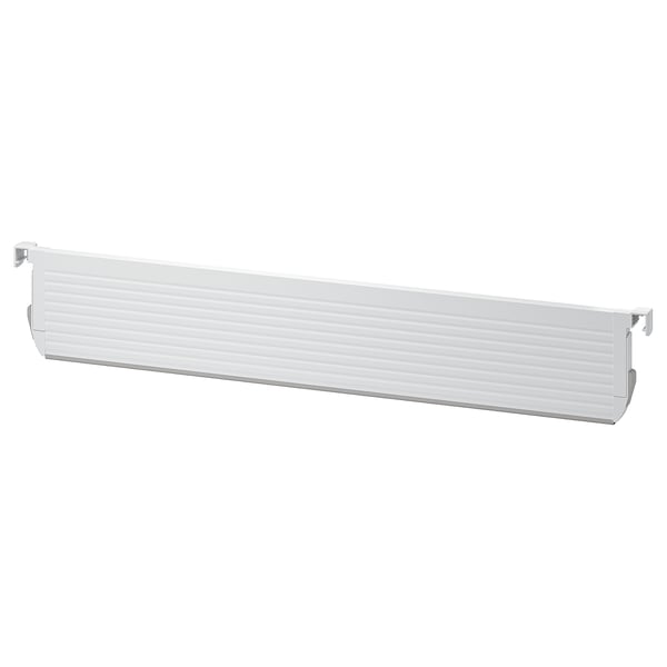 An UPPDATERA adjustable drawer divider, white in colour, made of plastic, with hooks for secure placement.