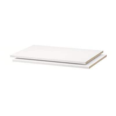 UTRUSTA shelves: white, rectangular, melamine with durable particleboard, 18mm thick.