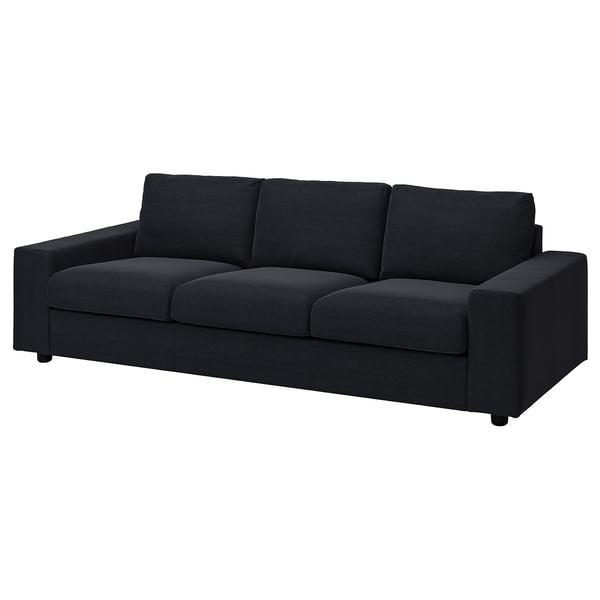 VIMLE sofa, dark grey, modern design, 3-seater, rectangular, clean lines.