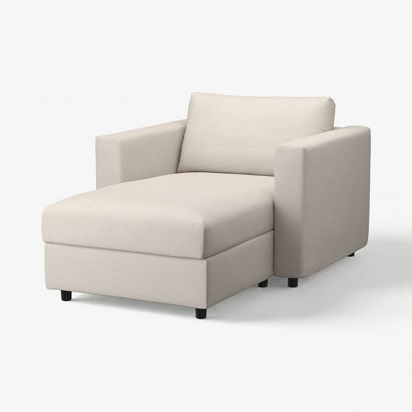VIMLE cream sofa, modern minimalist design, beige fabric, l-shape with storage.