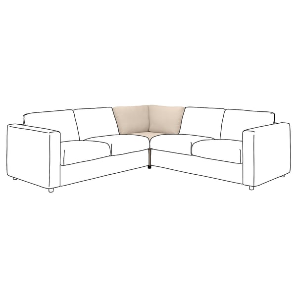 VIMLE corner sofa, beige, modern l-shape design, with clean lines and boxy cushions.
