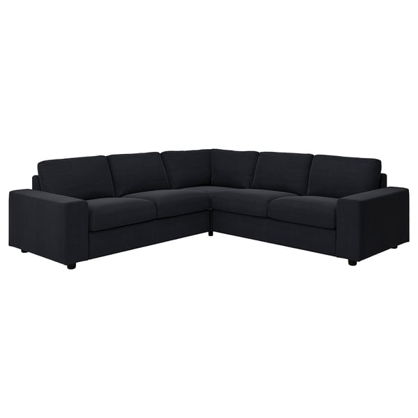 Modern black VIMLE sectional sofa with plush cushions, l-shape for living room.