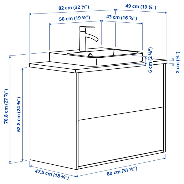 ÄNGSJÖN / BACKSJÖN Wash-stnd w drawers/wash-basin, high-gloss white/white marble effect, 82x49x71 cm