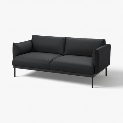 Dark grey ÄPPLARYD sofa. Modern, comfy design with slim legs. Perfect for relaxing.
