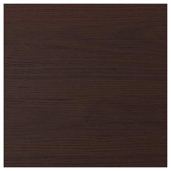 ASKERSUND dark brown wooden-looking tile, square, smooth texture, melamine surface.