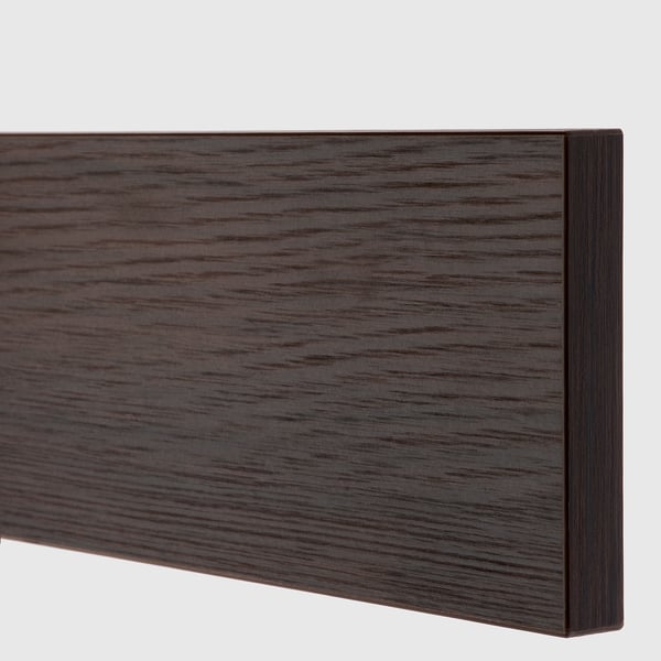 Dark wood-textured panel, smooth finish, high-quality, sleek edges.