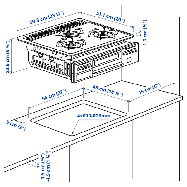 Illustration with measurements for the product: ASKSKÄR.
