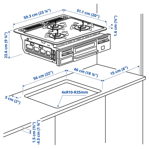 Illustration with measurements for the product: ASKSKÄR.